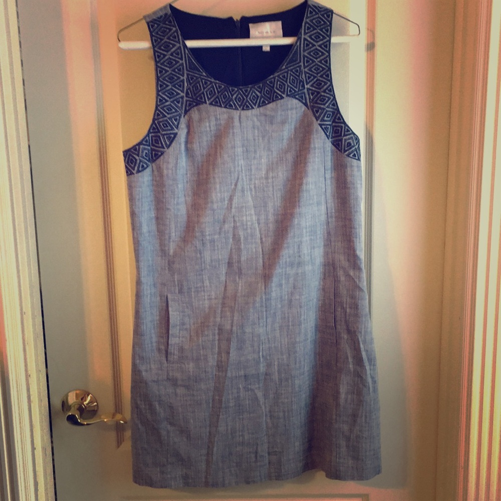 Blue Denim Dress with Pockets